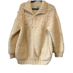 Blarney Mills vintage Irish knit wool zip up fishermeman sherpa sweater